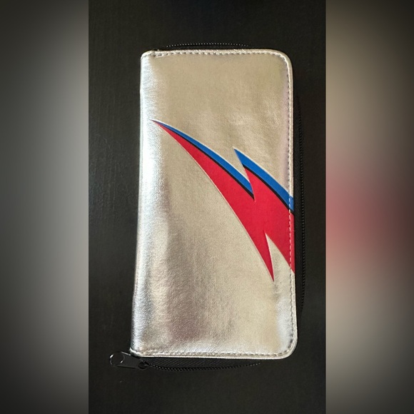 David Bowie Alladin Sane Bolt Metallic Silver Zip Wallet Girls Women - Picture 6 of 6